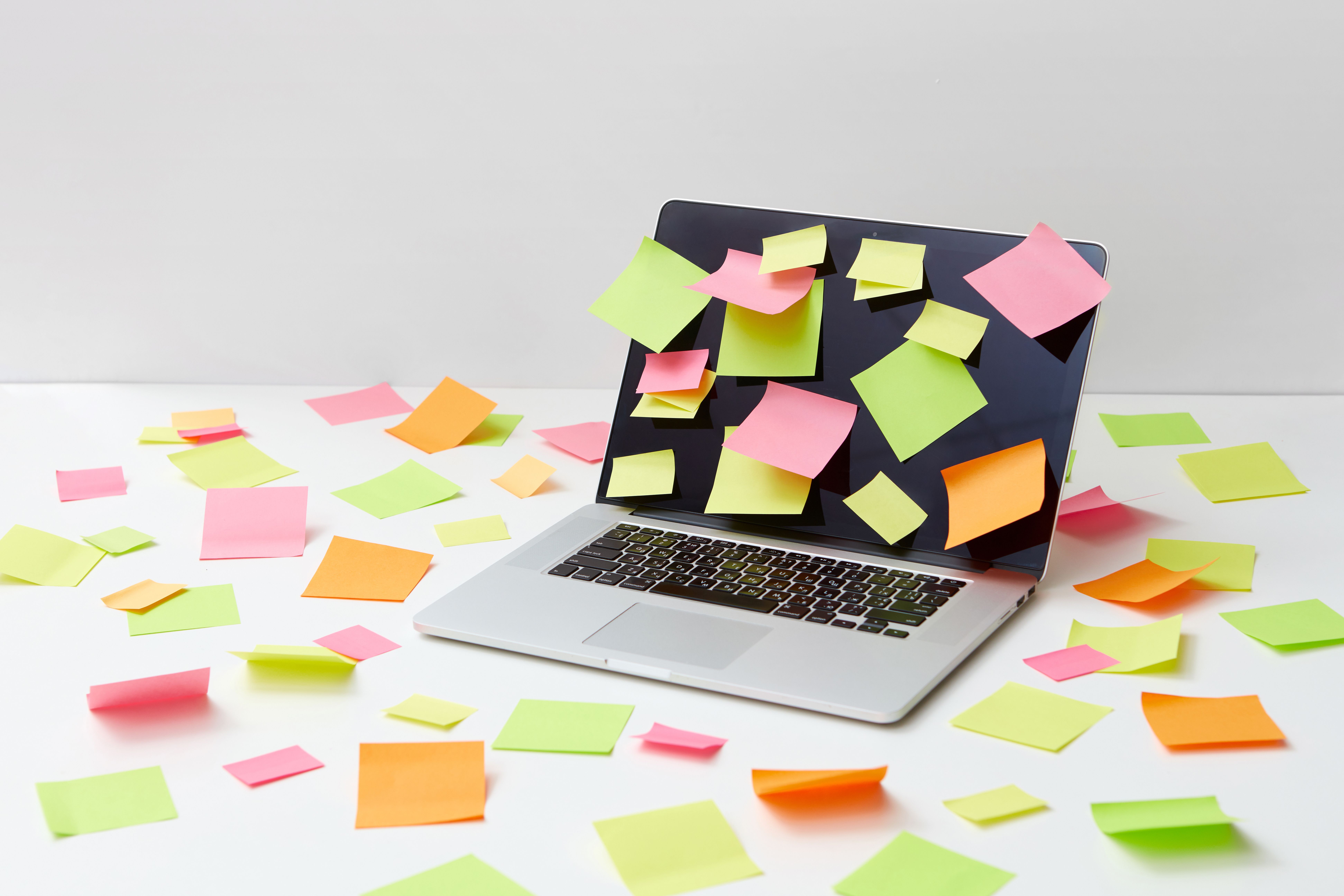 Sticky notes and planning notes prepared for a refinement session