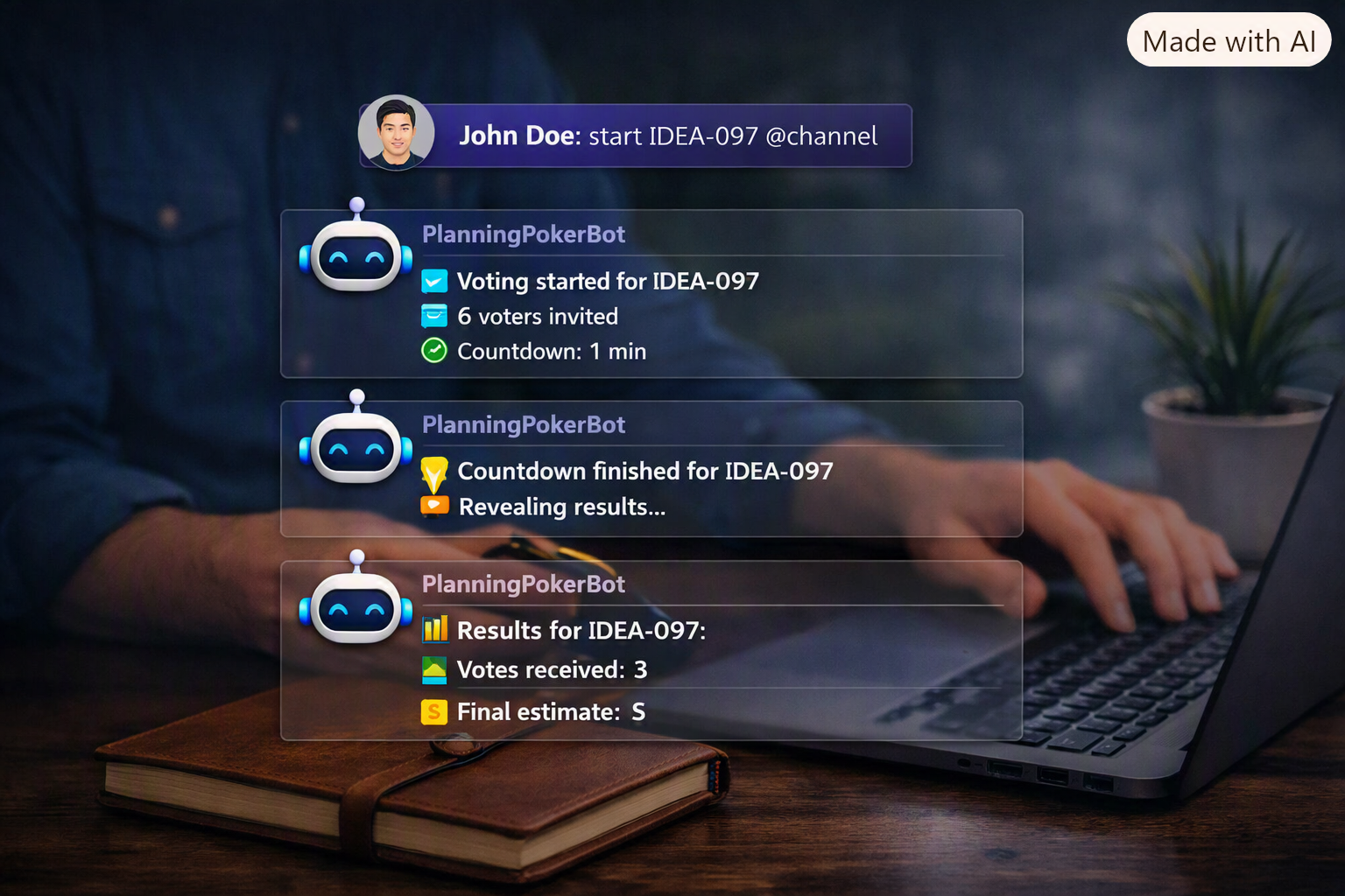 PlanningPokerBot flow showing how installation, voting, and results fit together